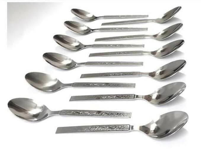 steel spoons assorted design (pack of 12) - HalfPe