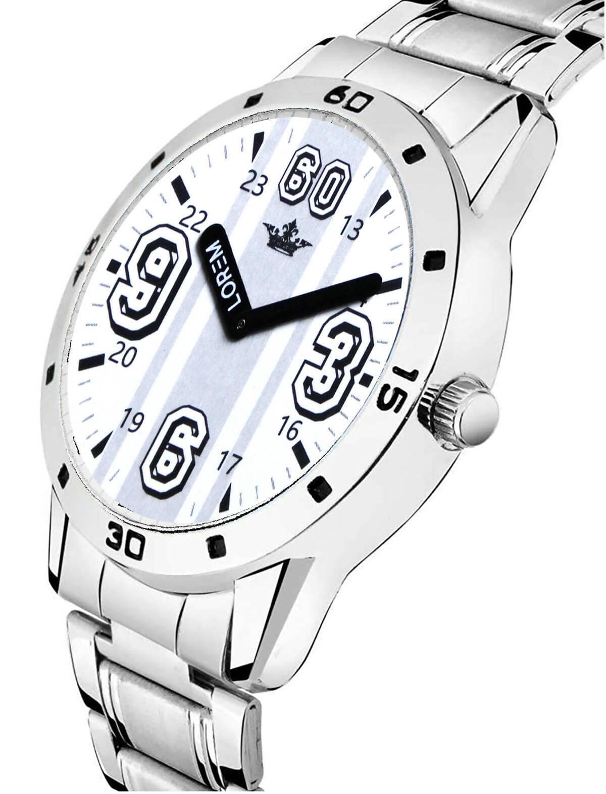 LOREM White Professional Look Analog Watch For Men (LR111) - HalfPe