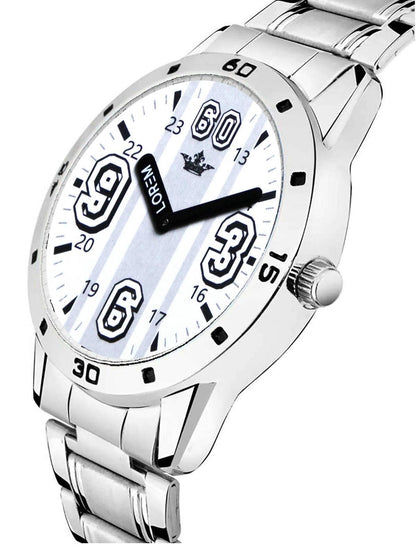 LOREM White Professional Look Analog Watch For Men (LR111) - HalfPe