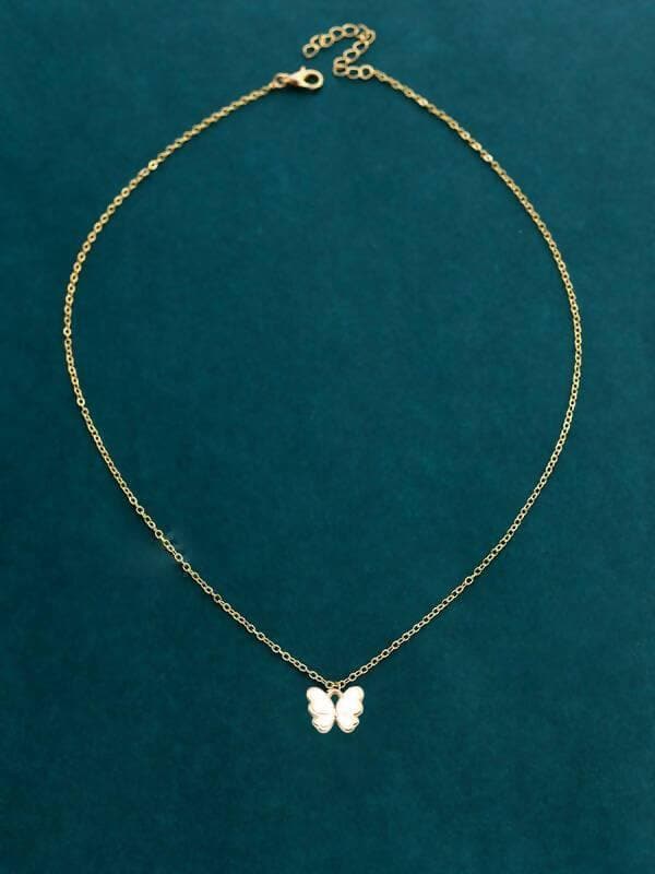 Pinapes Beautiful Butterfly Pendant Necklace (GOLD)(Pack of 2) - HalfPe