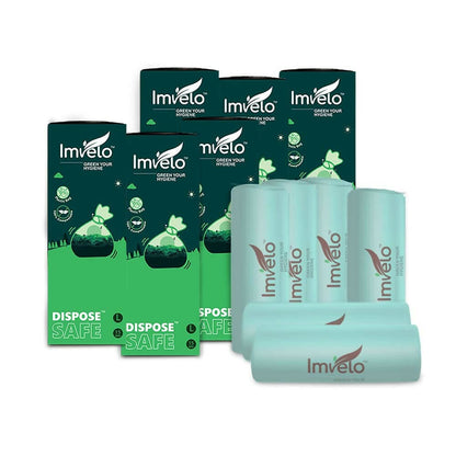 Imvelo 100% Compostable Garbage Disposal Bag 6 Rolls (15 Bags Per Roll) | Medium Size Dustbin/Trash Bag (19 x 21 Inches) with 0% Plastic - Extra thick, Eco Friendly - HalfPe