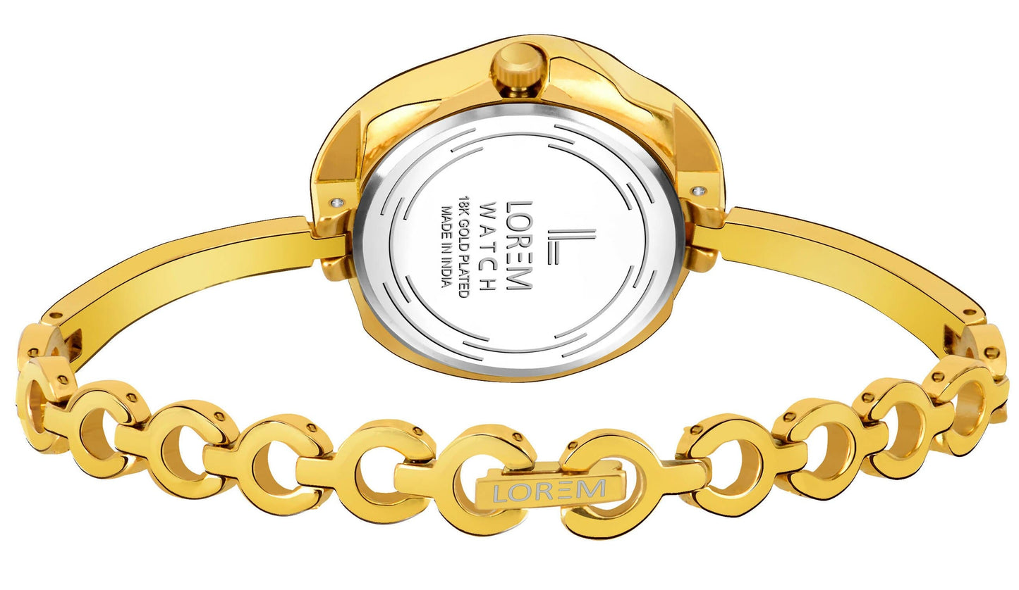 LOREM Gold Brass Designer Analog Watch For Women LR262 - HalfPe