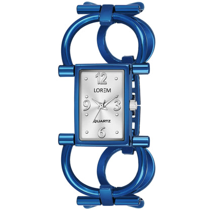 LOREM Blue Trending Square Braclet Analog Watch For Women LR296 - HalfPe