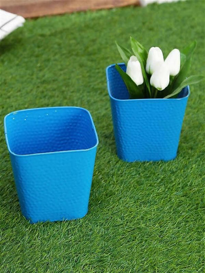 Embossed Pot Blue (Set Of Two ) - HalfPe