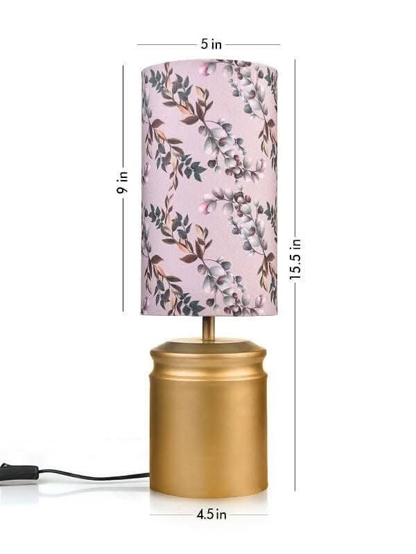 Metal Golden Table Lamp With Creeper Print Shade - HalfPe