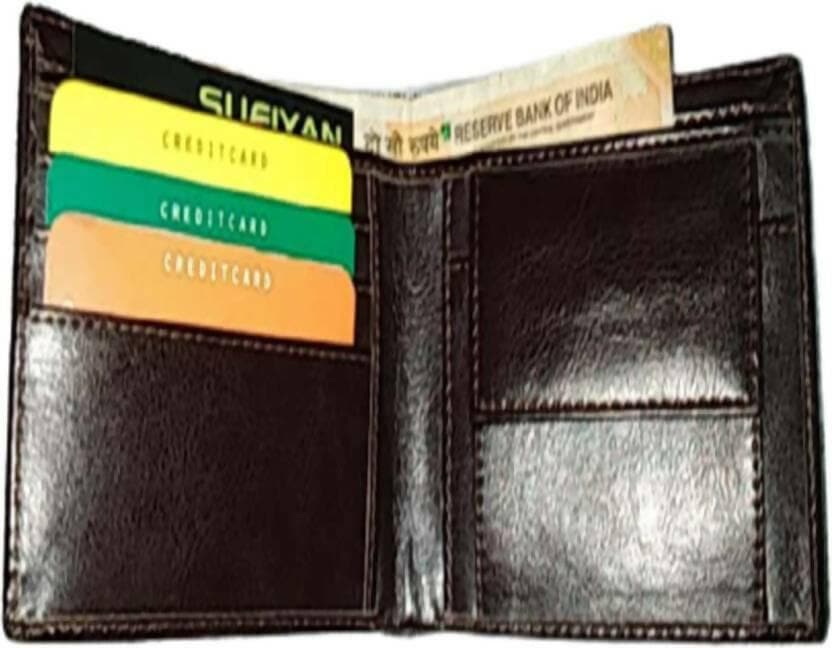 Men Casual Brown Artificial Leather Wallet - Mini (9 Card Slots) - HalfPe