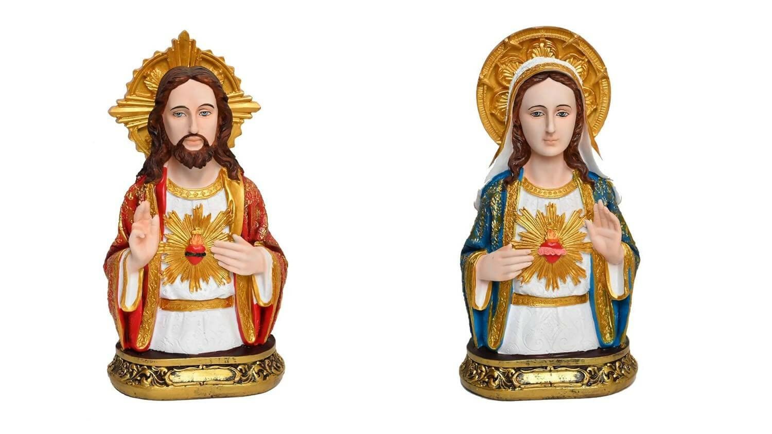 KariGhar Sacred heart of Jesus / Immaculate Heart of Mary Catholic Statues for Home - HalfPe