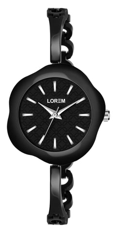 LOREM Black Brass Premium Analog Watch For Women LR261 - HalfPe