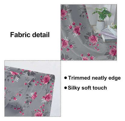 Lushomes window curtains 6 feet set of 2, curtain for windows 6 feet, screen for window, curtains for window, Semi sheer curtains, rod pocket curtains (Pack of 2, 57x72 Inch, Grey Flowers) - HalfPe