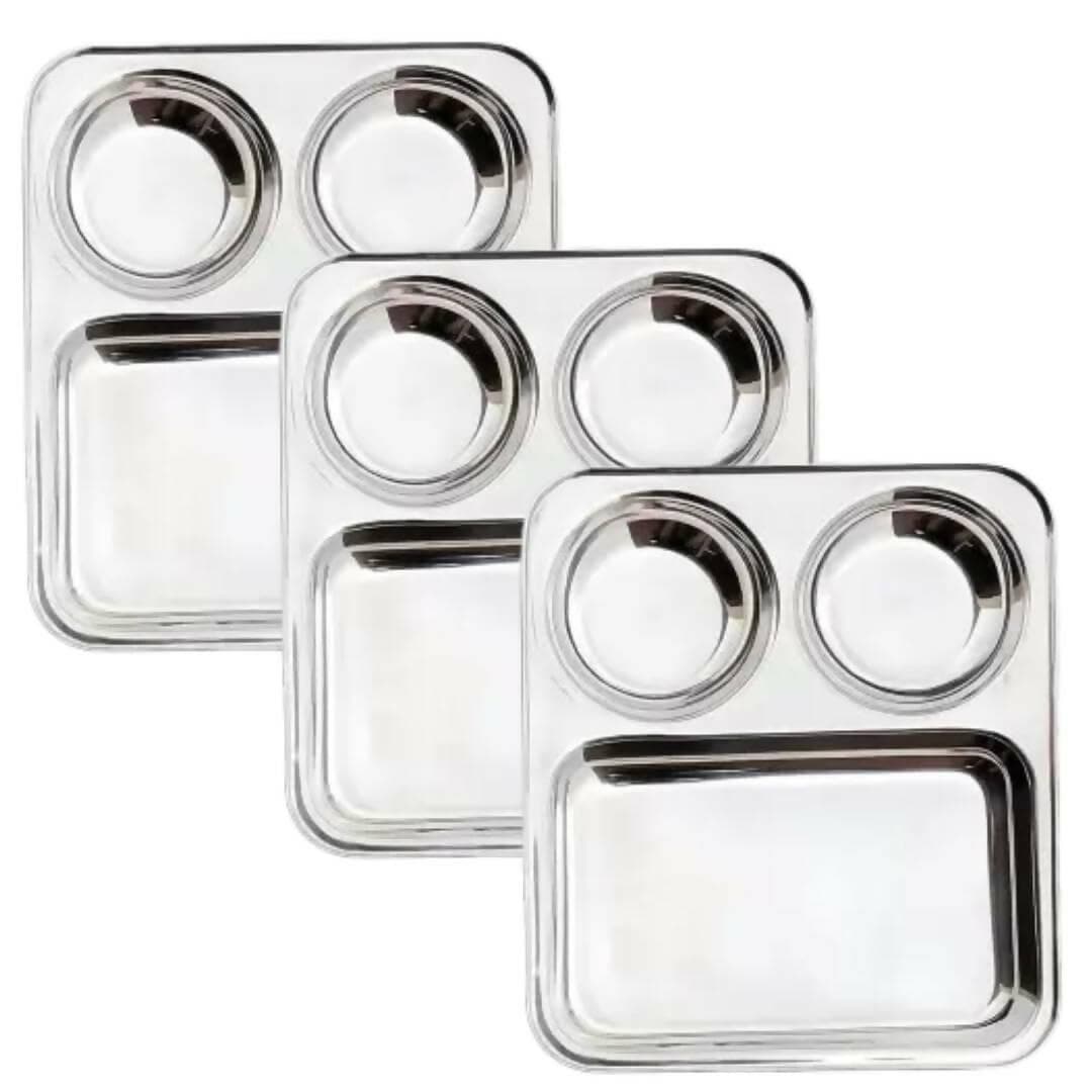 SHINI LIFESTYLE Stainless Steel Dinner Plate (Pack of 4) - HalfPe