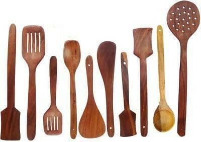 Wooden Handcrafted Cooking spoons (set of 9) - HalfPe