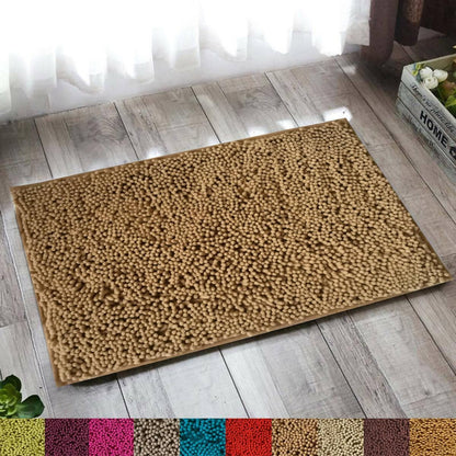 Lushomes Bathroom Mat, 2200 GSM Floor, bath mat Mat with High Pile Microfiber, anti skid mat for bathroom Floor, bath mat Non Slip Anti Slip, Premium Quality (20 x 30 inches, Single Pc, Beige) - HalfPe