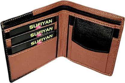 Men Casual Tan, Black Artificial Leather Wallet - Mini (5 Card Slots) - HalfPe