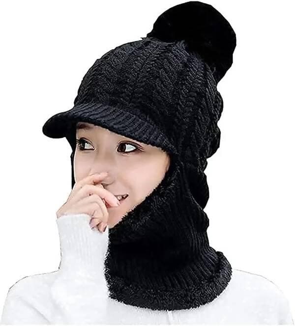 Woven Women And Girls Warm Winter Knitted Hats Add Fur Lined - HalfPe