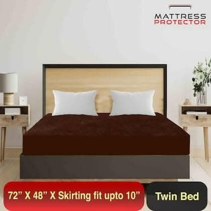 Mattress Protector Coffee Waterproof Cover for Single Bed (72 x 48 inch) - HalfPe