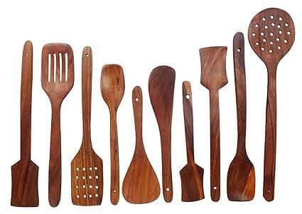 Wooden Cooking Spatula laddle etc(SET OF 10) - HalfPe