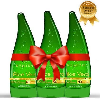 NEWISH Pure Aloe Vera Multipurpose Beauty Gel For Young Radiant Acne free Skin, Moisturizer & Hair Treatment (390 ML) - HalfPe