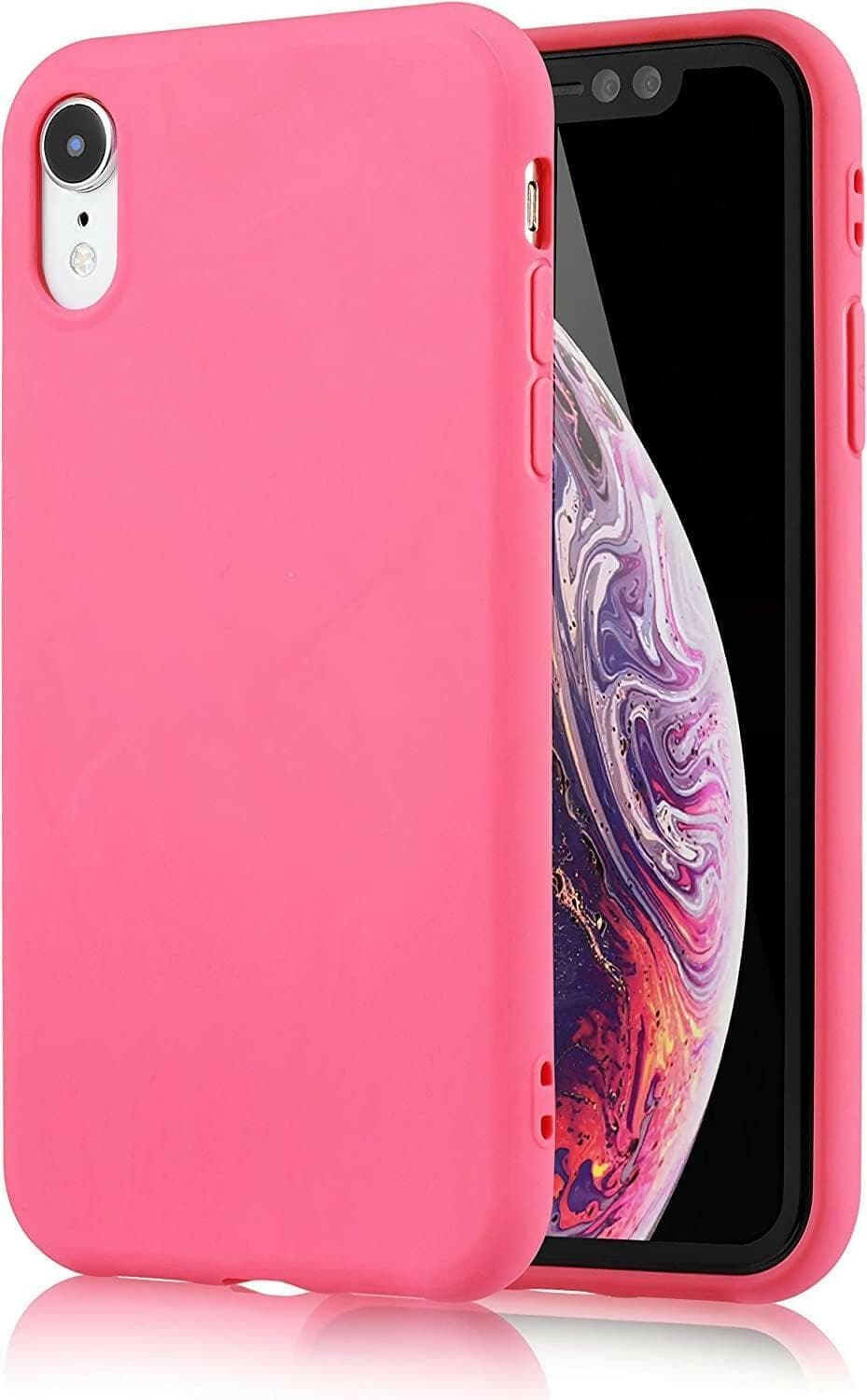 SQUIF Soft Silicone Fitted Skin case Back Cover for iPhone XR | 10r (Pink) - HalfPe