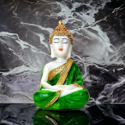 KariGhar Antique Meditating Buddha Statue Idol Perfect for Home | Prayer Room | Living Room | Decoration & Gifting (A0106) - HalfPe