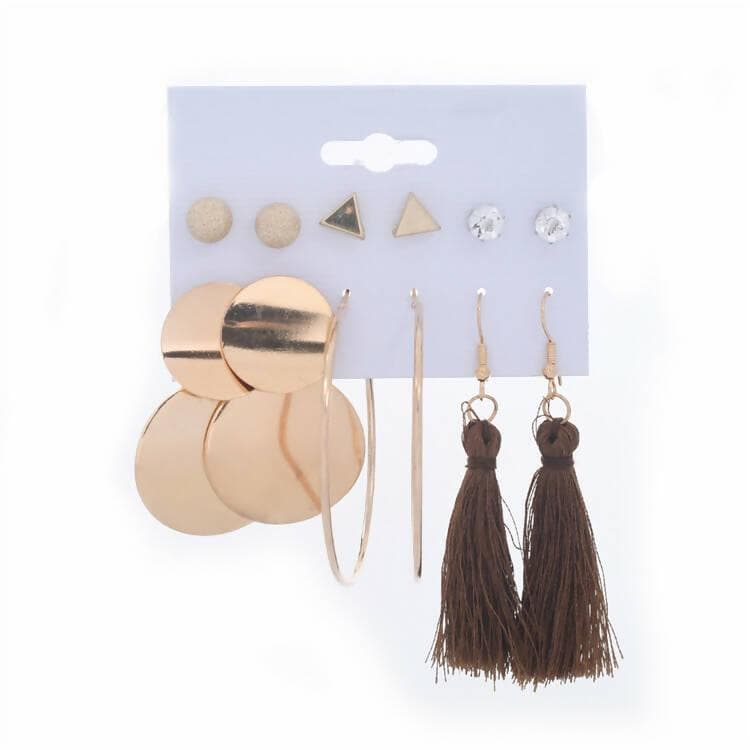 Pinapes Latest Design Tassel Stud Earrings Combo Set For Girls&Women Metal Earring Set (6 Pairs ) - HalfPe