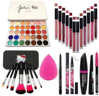 Crynn Kajal, Beauty Blender, Yanqina 3in1, Jaclyn Hill Palette, Glazed Brushes, Catsuit Lipsticks (26 Items) - HalfPe