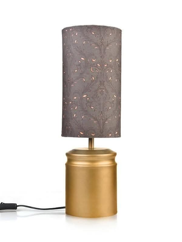 Metal Golden Table Lamp With Dark Forest Shade - HalfPe