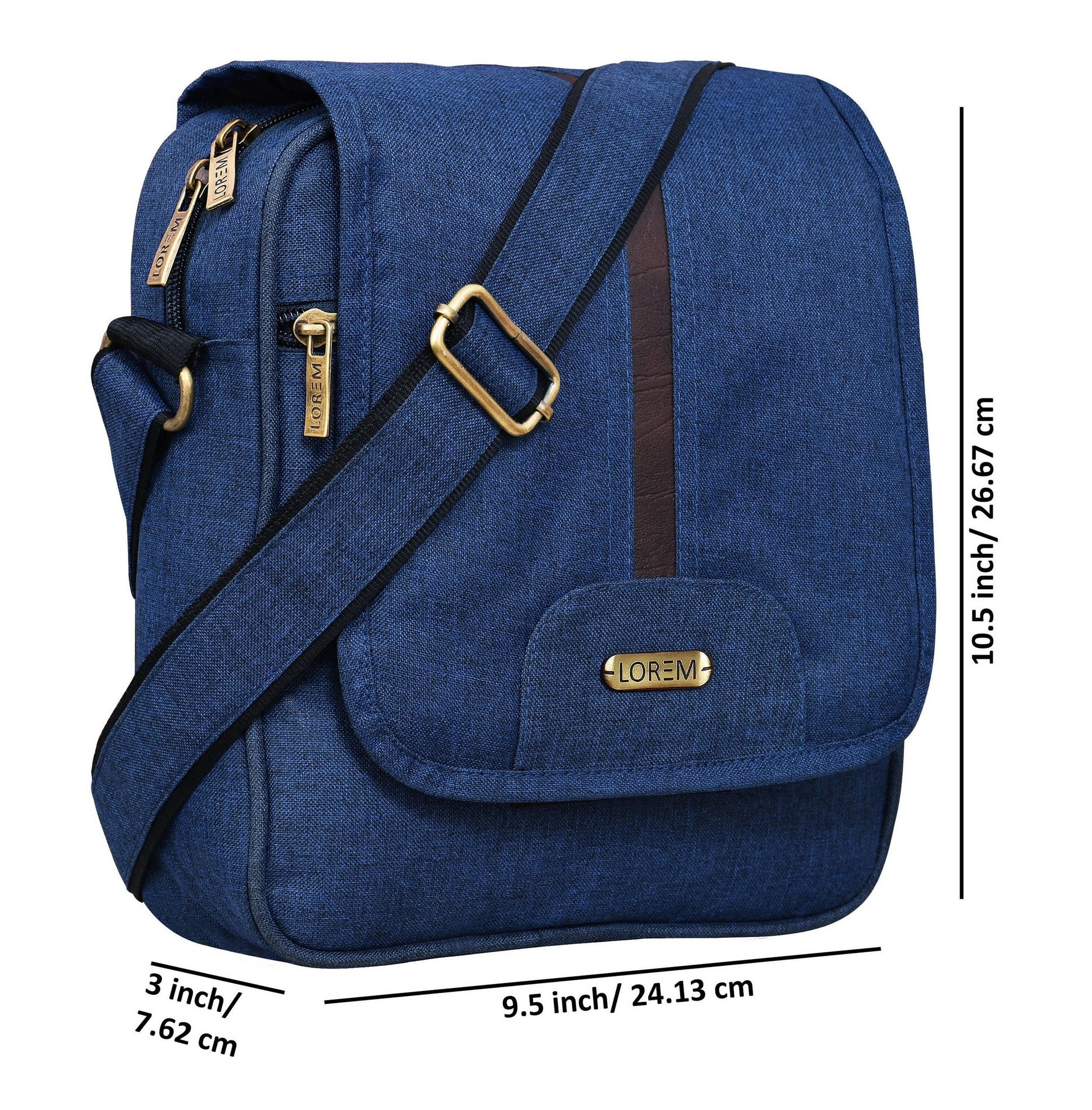 LOREM Blue Stylish Linen Textured Cross Body Sling Bag For Men - HalfPe