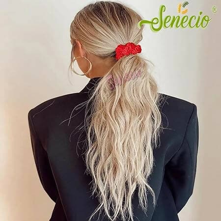 SENECIO Pack of 12 English Dark & Light Candy Colors Textured Fabric Ponytail Holder Rubber Bands Hair Braider Rubber Bands - HalfPe