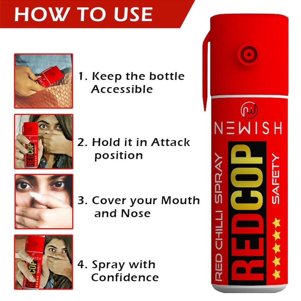 Newish Metal Powerful Pepper Spray Self Defence for Women Shots 50 (Pack of 8 - 35 ML) - HalfPe