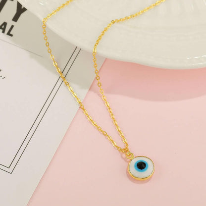 Pinapes Blue Turkish Evil Eye Pendant Chain Necklace for Women (white & Sky Blue, pack of 2) - HalfPe