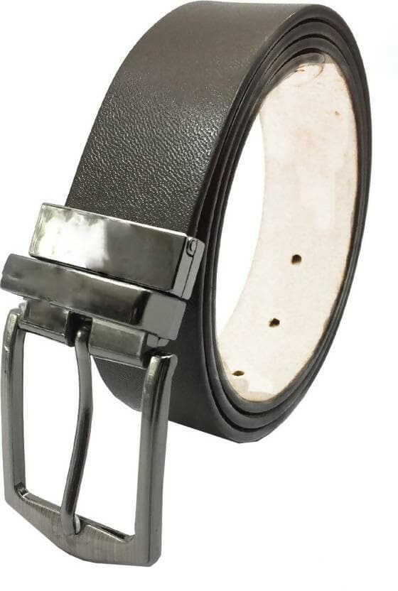 Men Casual Brown Genuine Leather Reversible Belt (Size: 30) - HalfPe