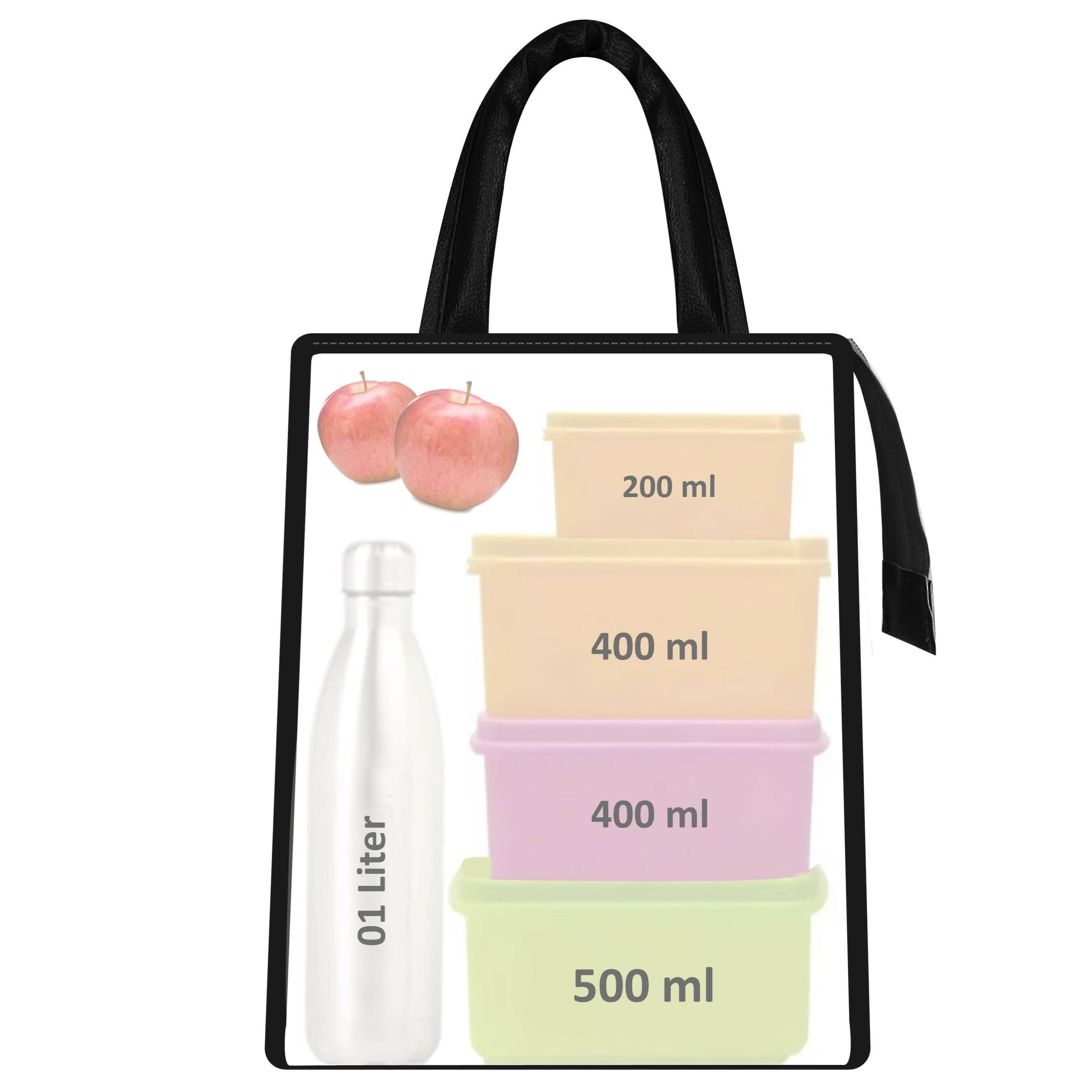 LOREM Black PVC Coated Matty Insulated Tiffin Bag/Lunch Bag - HalfPe