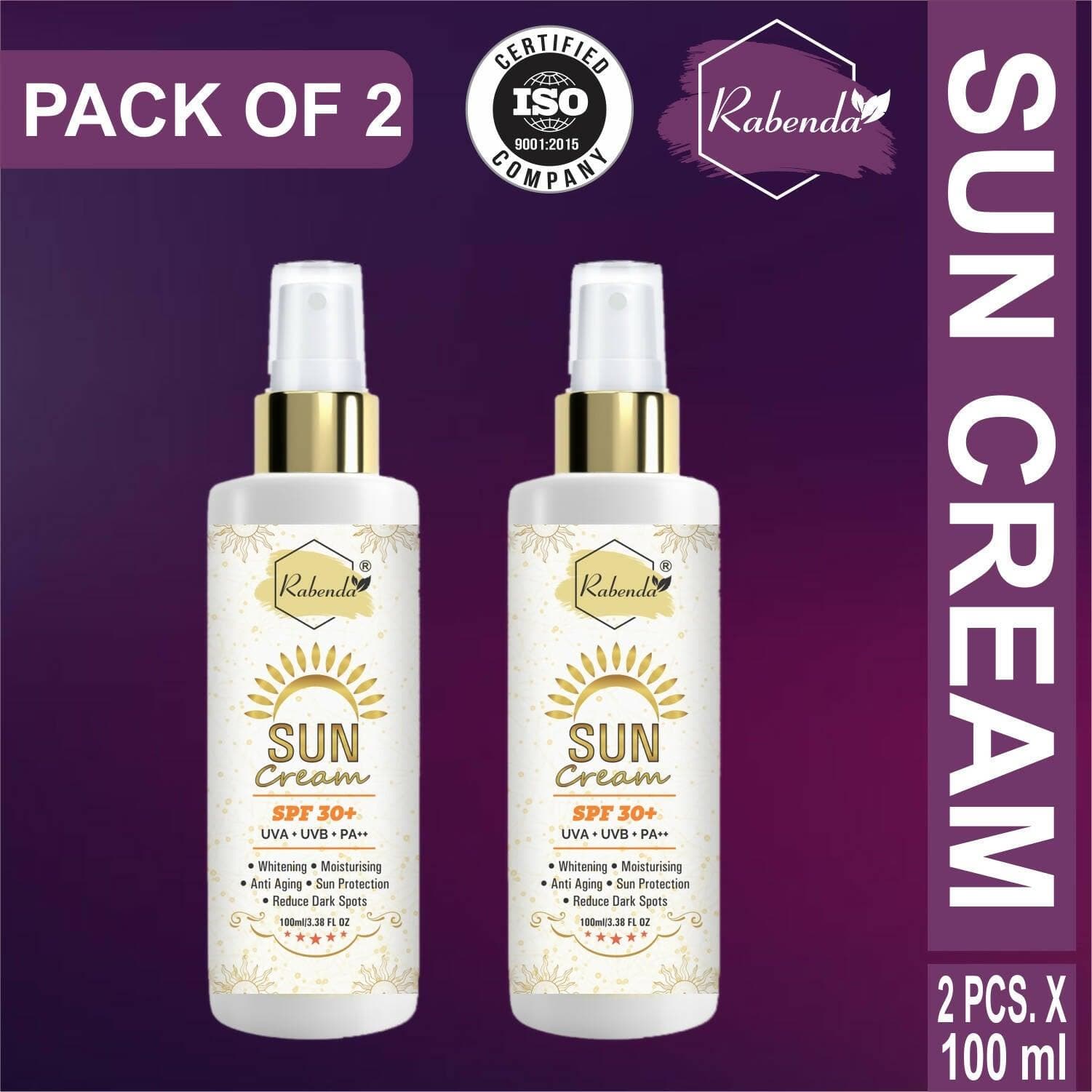 Rabenda Sunscreen Cream SPF 30+ (100 ml - Pack Of 2) - HalfPe