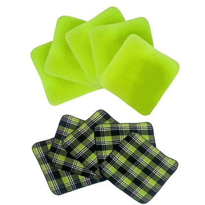 Lushomes Kitchen Cleaning Cloth, Waffle Cotton Dish Machine Washable Towels for Home Use, 5 Pcs Green and Black Checks and 5 Pcs Plain Green Combo, 12x12 Inches, 280 GSM (30x30 Cms, Set of 10) - HalfPe