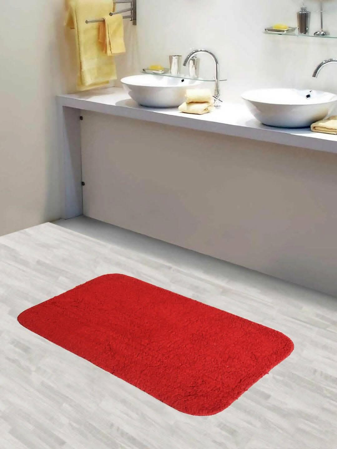 Lushomes Bathroom Mat, floor mats for home, anti slip mat, non slip mat 1800 GSM Floor Mat with High Pile Microfiber, anti skid mat for bathroom floor (12 x 18 Inch, Single Pc, Maroon) - HalfPe