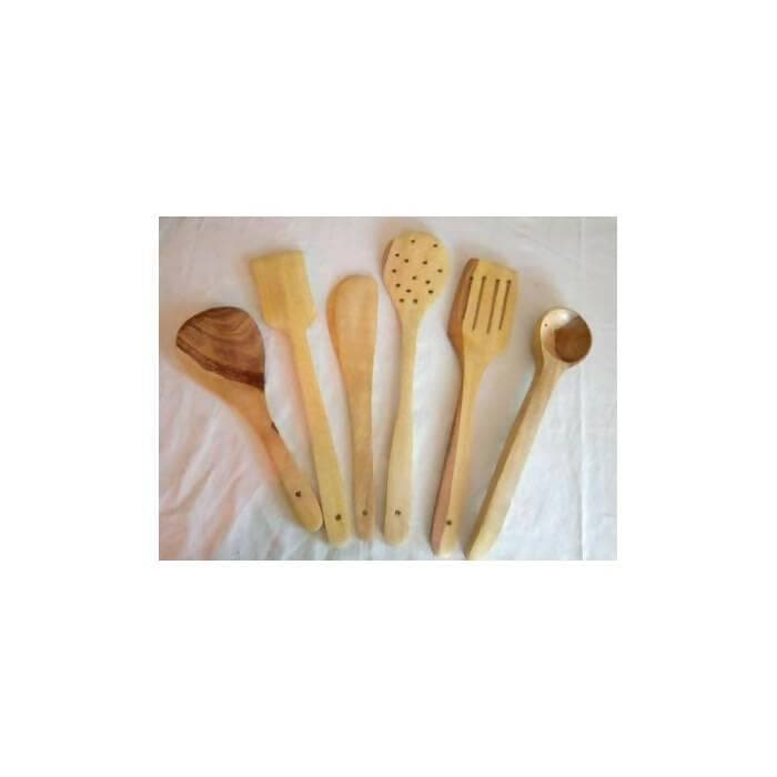 Wooden Non Chemical Spoons Set for Kitchen (Set Of 6) - HalfPe