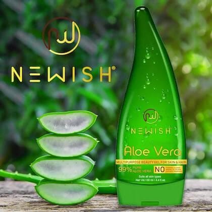 NEWISH Pure Aloe Vera Multipurpose Beauty Gel For Young Radiant Acne free Skin, Moisturizer & Hair Treatment (390 ML) - HalfPe