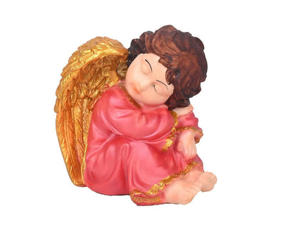 KariGhar Resin Sitting Angel Statue Catholic Idol for Home | Prayer Room | Bed Room | Shelf | Mantel | Gifting and Decoration, Pink - HalfPe