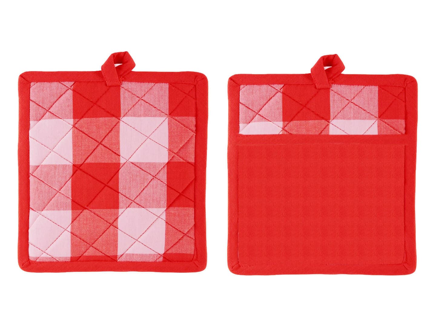 Lushomes pot holder, Buffalo Checks Kitchen Hot pot holder for kitchen, microwave accessories, microwave hand gloves (Pack of 2, Size 9 x 8) (Red) - HalfPe