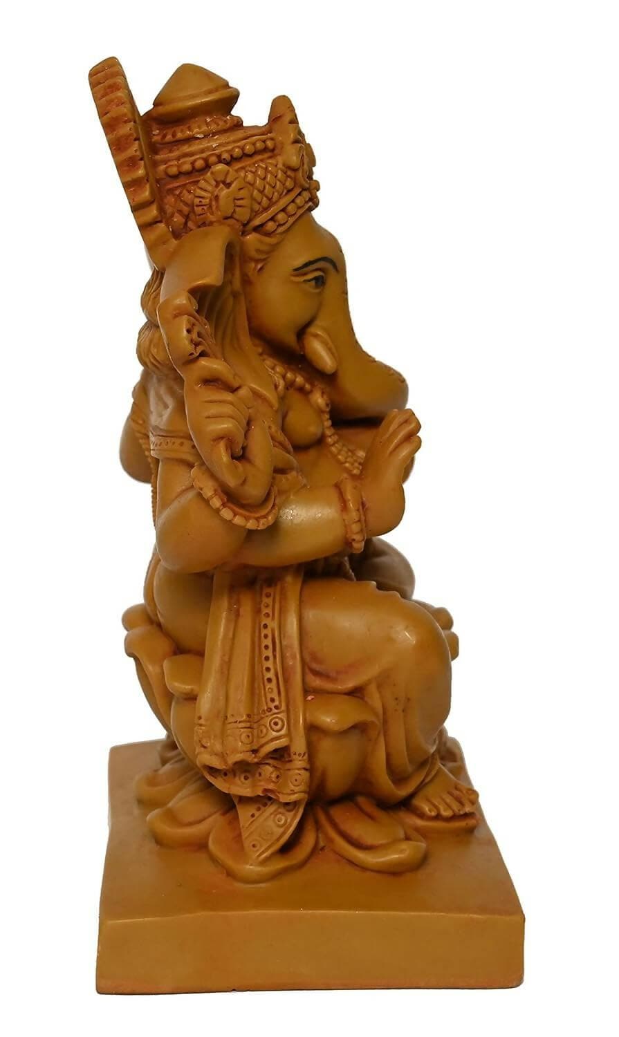 KariGhar Polyresin Ganesh Lord Ganesh Sitting on a Lotus Idol Perfect For Home - HalfPe