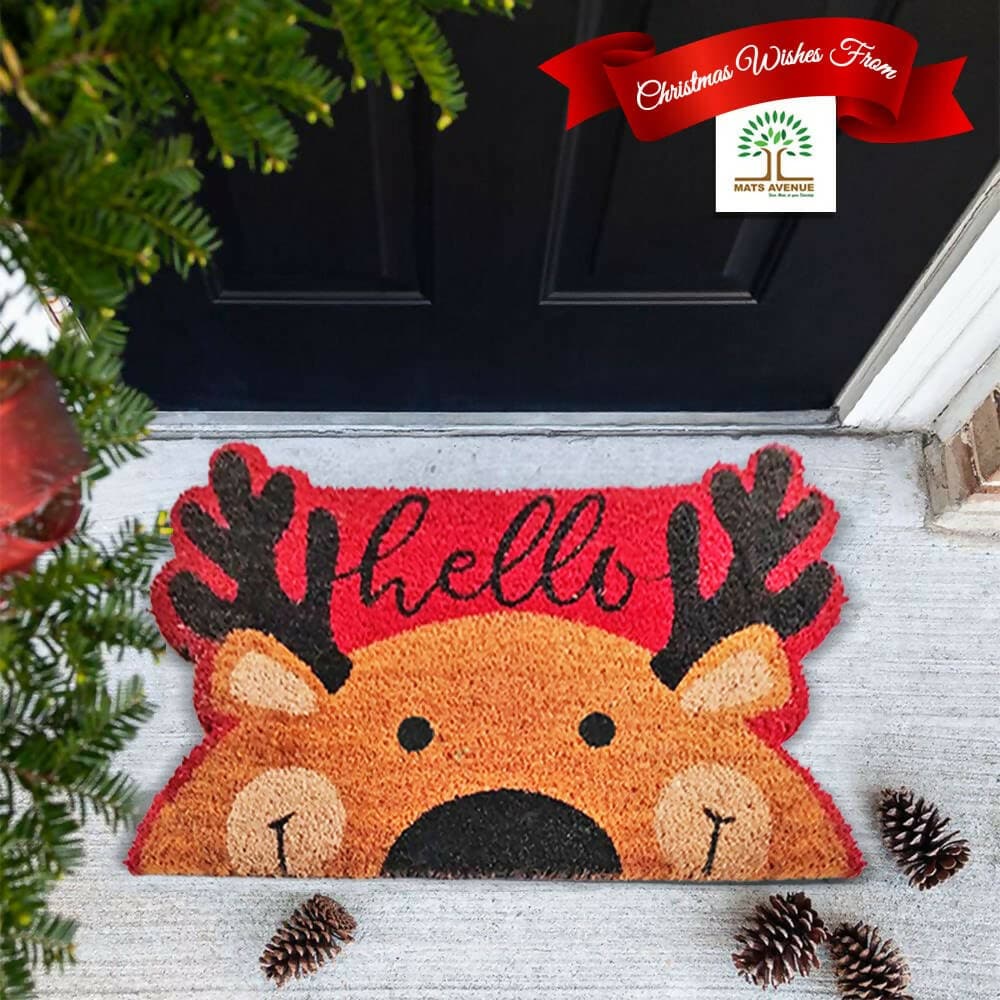 Mats Avenue Christmas Coir Doormat with Non-Slip PVC Backing for Outdoor - HalfPe