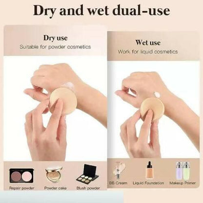 Qianluska 4Pcs Sponge Makeup Rectangle Round Powder Puff Foundation Blender Face Sponge Powder Puff - HalfPe