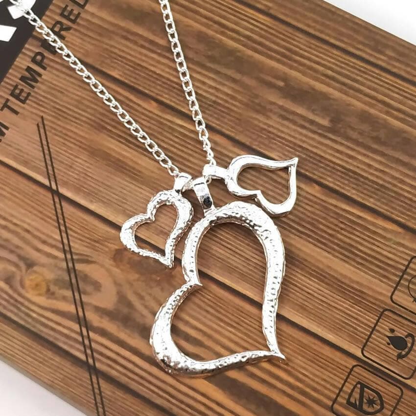 Pinapes Double Layer Heart Shape Love Pendants Necklace Charm For Women And Girls - HalfPe