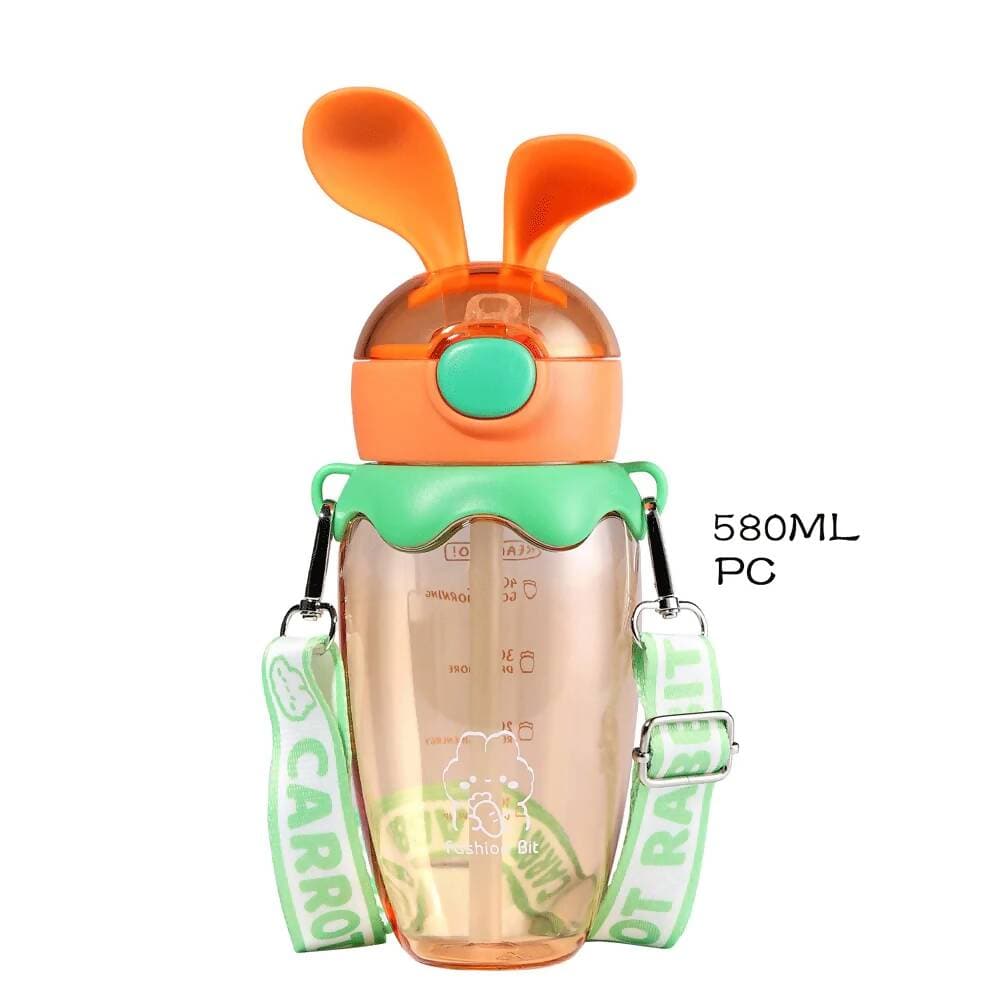 Cool bunny fancy sipper water bottle for kids (Orange-580ml) - HalfPe