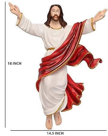 KariGhar® Risen Christ 18 inches Catholic Idol Perfect for Prayer Room/Drawing Room/Bedroom/Gifting & Decoration Purpose (9 x 37 x 46 cm) (Red) - HalfPe