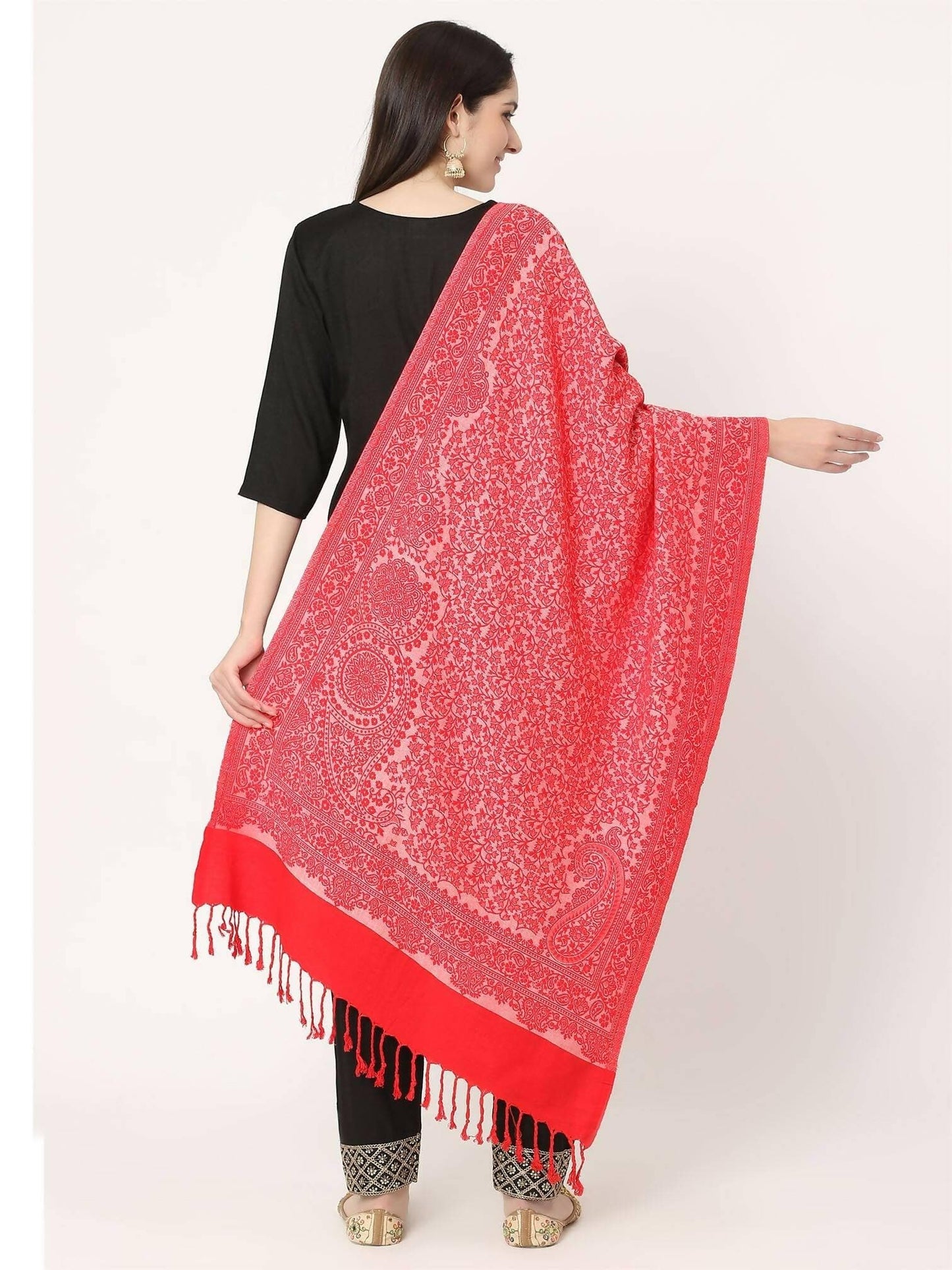 Red Paisley Pattern Viscose Stole for women - HalfPe