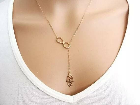 Pinapes Evil Eye Charms Hamsa Hand Pendant for Women and Girls Rose Gold Plated-Alloy - HalfPe