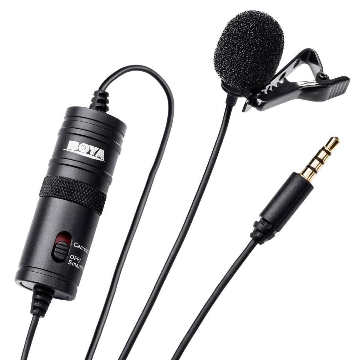 Boya ByM1 Auxiliary Omnidirectional Lavalier Condenser Microphone with 20ft Audio Cable - HalfPe