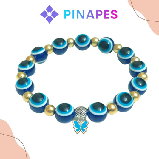 Pinapes Stylish Evil Eye Bracelet blue Butterfly (Dark Blue, pack of 2) - HalfPe