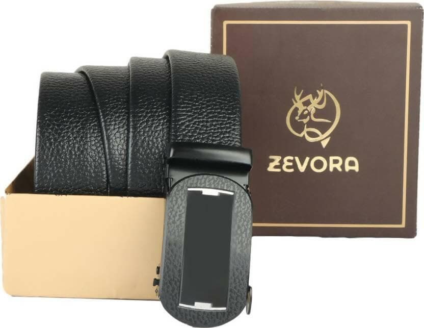 ZEVORA Genuine Leather Belt (Black) - HalfPe